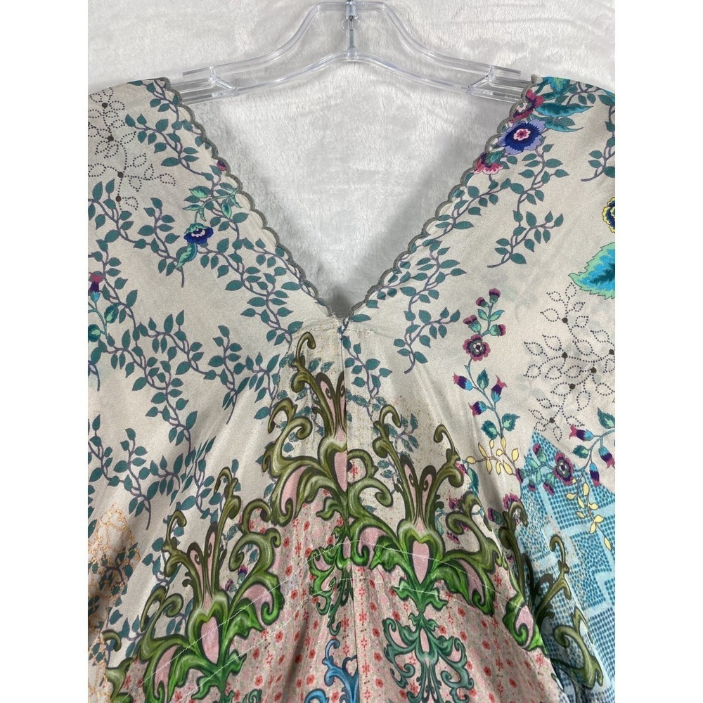 Johnny Was 100% Washable Silk Kimono Sz L Artsy Resort Cover Up Luxe Bohemian - Picture 10 of 14